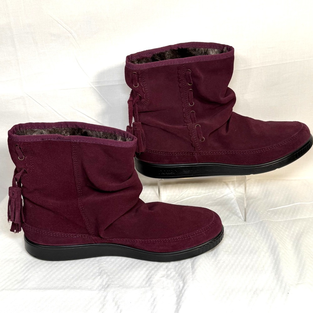 Hotter Pixie Boots Size 5 UK 7 US NWOT‎ Purple Suede Warm Lined Tasselled
